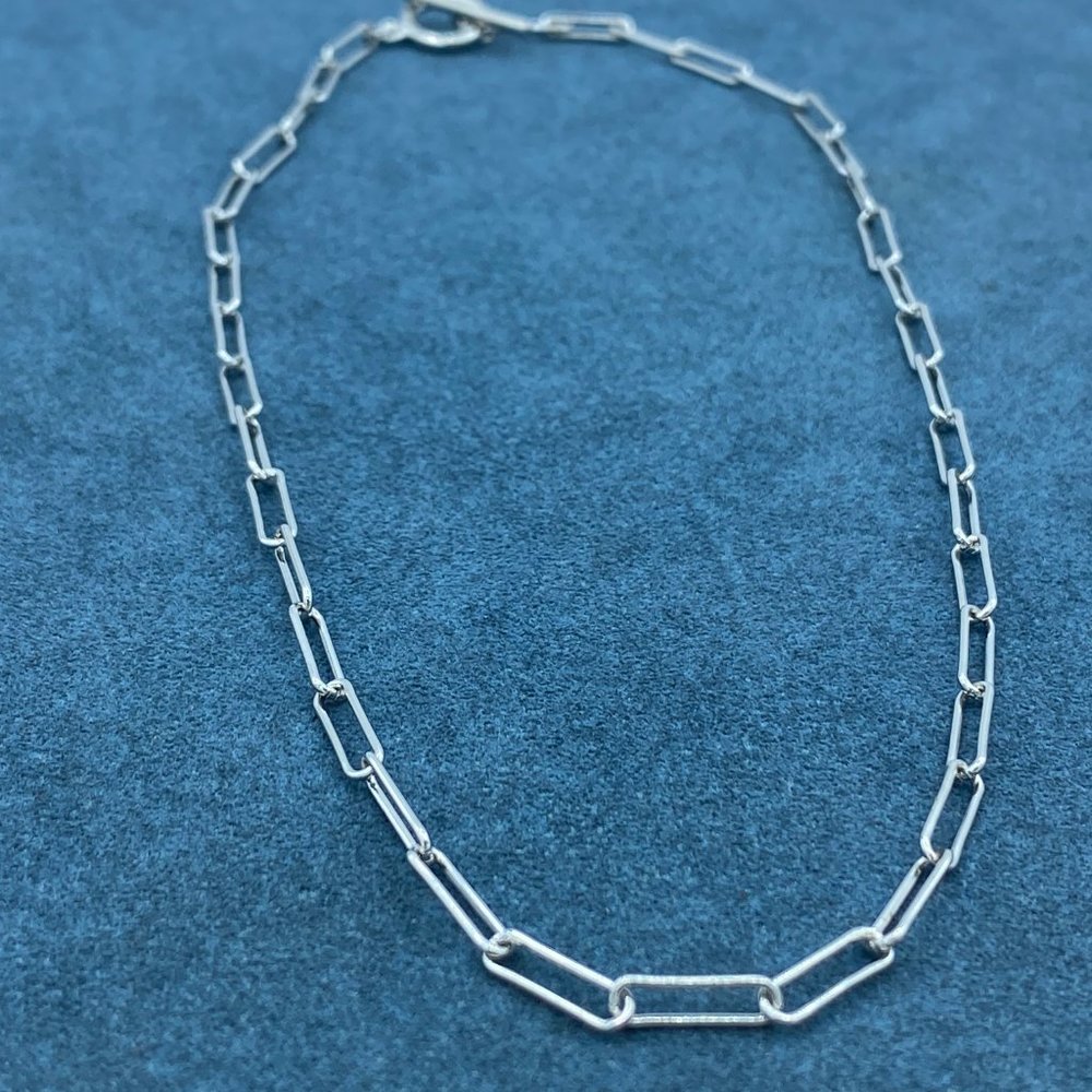 Paperclip Link Chain Necklace 925 Sterling Silver